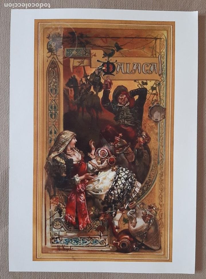 Fotograf&iacute;a antigua: REPRODUCION ANTIGUO CARTEL MALAGA FOTOGRAFIA COLOR FIRMADO H. VOGEL PRESTIGIOSO FOTOGRAFO ALEMAN