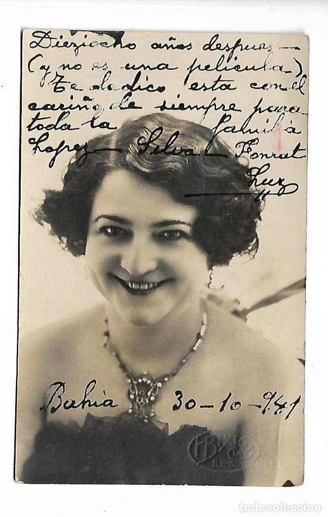 Fotograf&iacute;a antigua: ER- EXTRAORDINARIA FOTOGRAFIA ANTIGUA- UNA DAMA -FOTO- F.BIXIO - B. AIRES - BAHIA -30-10-1.941