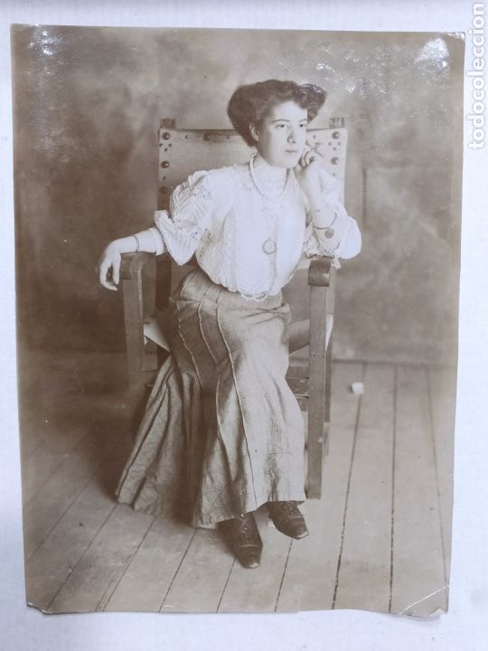 Fotograf&iacute;a antigua: RETRATO DE CARMEN TORRES DE IRIARTE CIRCA 1905 (23x17cm)