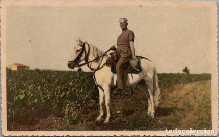 Fotografia antiga: Antigua Fotograf&iacute;a - Jinete - Coloreada - No consta fot&oacute;grafo - Tarjeta Postal 137x85mm.