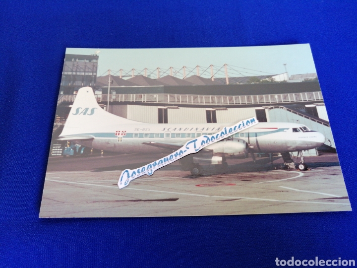 Photographie ancienne: AVION EN PISTA SCANDINAVIAN AIRLINES FOTOGRAFIA AEROPUERTO