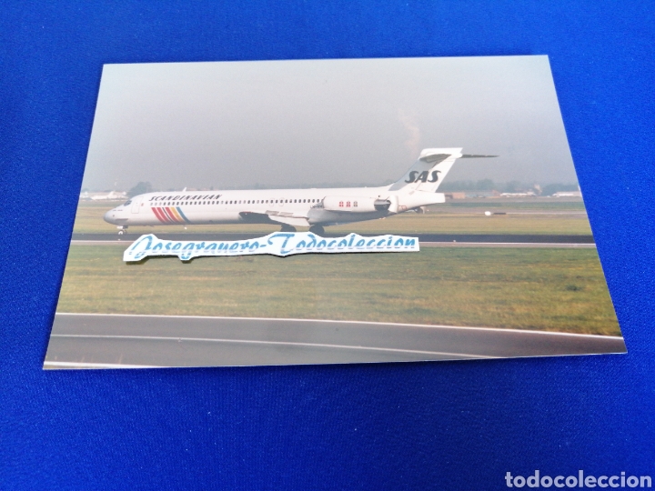Alte Fotografie: AVION EN PISTA SCANDINAVIAN AIRLINES FOTOGRAFIA AEROPUERTO