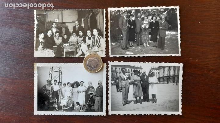 Fotografia antica: Un retratado grupo familiar en casa o comercio con trabajo comunitario a&ntilde;os 40&acute;s, 4 images a elegir