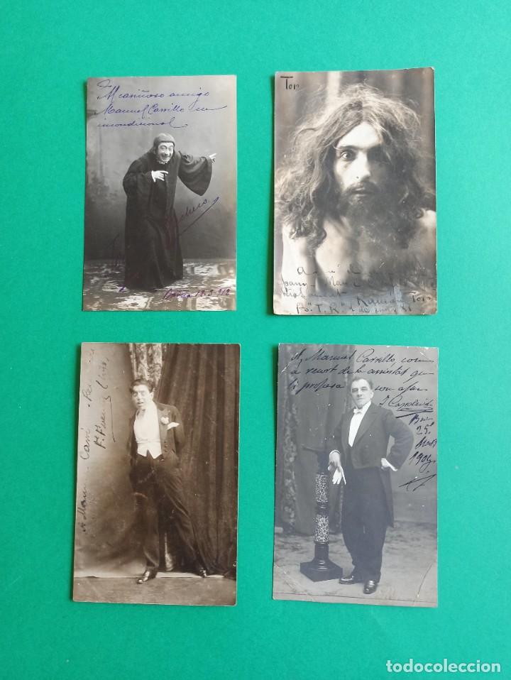 Fotograf&iacute;a antigua: 4 fotografias - postales de Actores de Teatro de Barcelona. Firmadas y dedicadas. Principio S. XX
