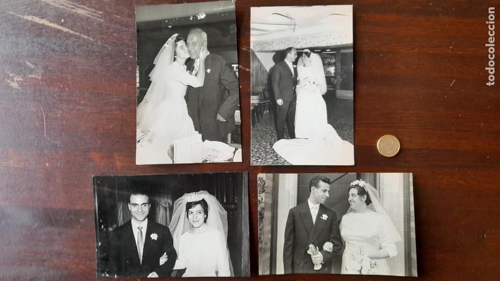 Photographie ancienne: Un retratado de boda, novia besando a su padre a&ntilde;os 60&acute;s, 4 im&aacute;genes a elegir, con sello fotografico