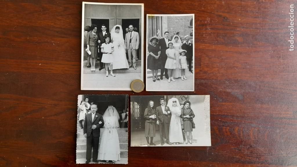 Photographie ancienne: Un retrato de boda a la salida de iglesia, a&ntilde;os, 60&acute;s, cuatro im&aacute;genes a elegir
