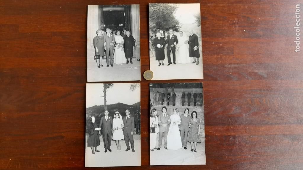 Fotografia antica: Un retrato boda pareja de novios posando con familiares y amigos, a&ntilde;os, 60&acute;s tres im&aacute;genes a elegir
