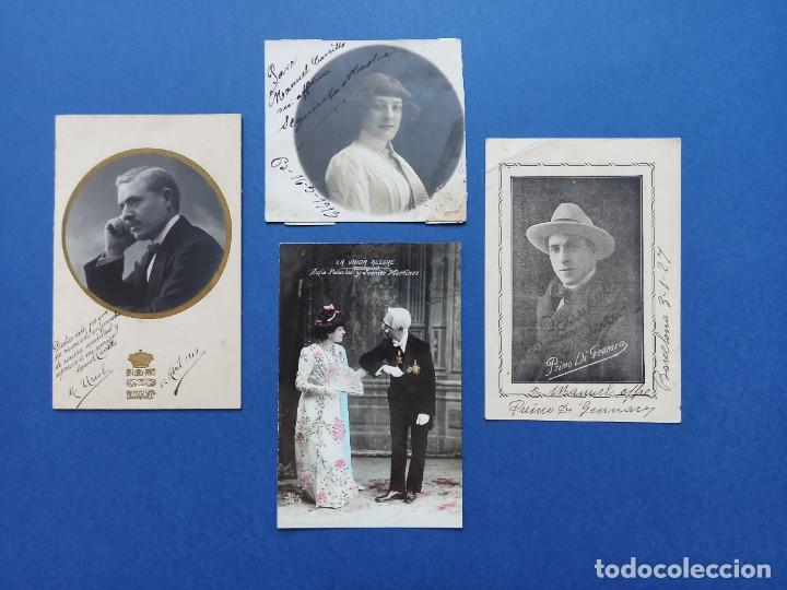 Fotograf&iacute;a antigua: 4 fotografias - postales de Actores de Teatro de Barcelona. Firmadas y dedicadas. Principio S. XX