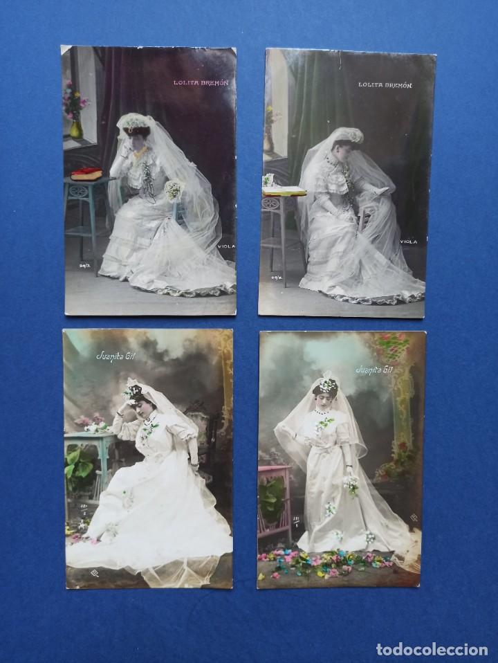 Fotograf&iacute;a antigua: 4 Originales y antiguas Postales de actrices principio S. XX Vestidas de novia.