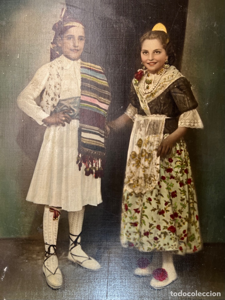 Antique Photography: FALLEROS&hellip; FALLAS. Fotograf&iacute;a acuarelada.. Pareja de Ni&ntilde;os con indumentaria Valenciana (h.1930?)