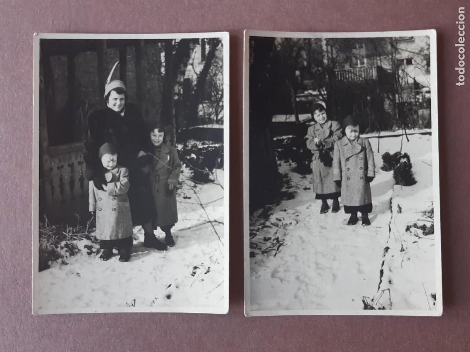 Antique Photography: LOTE 2 ANTIGUAS FOTOGRAF&Iacute;AS MUJER Y NI&Ntilde;OS EN LA NIEVE. A&Ntilde;OS 40. AGFA BROVIRA.