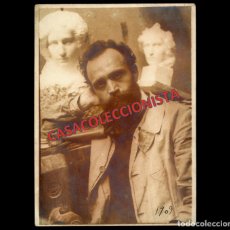 Fotografía antigua: FOTOGRAFIA ORIGINAL DE L'ESCULTOR JOSEP CLARÀ - ESCULTOR - OLOT 1909 - FOTO DE MUSEU. Lote 341268423