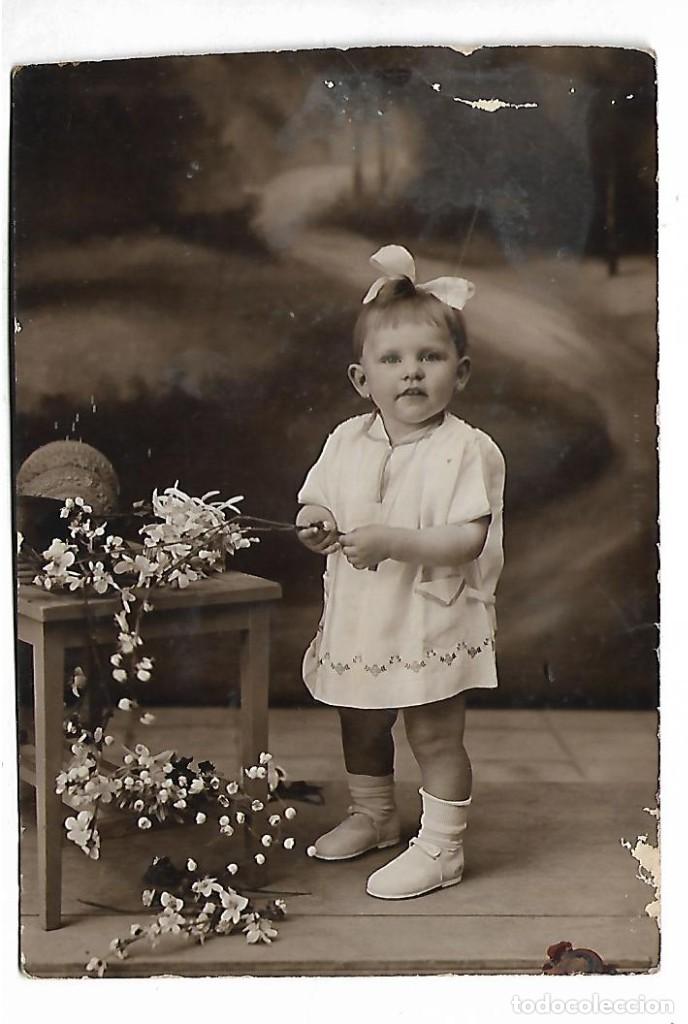 Antique Photography: 330-FOTOGRAF&Iacute;A ANTIGUA DE - UNA NI&Ntilde;A CON FLORES - FOTO .