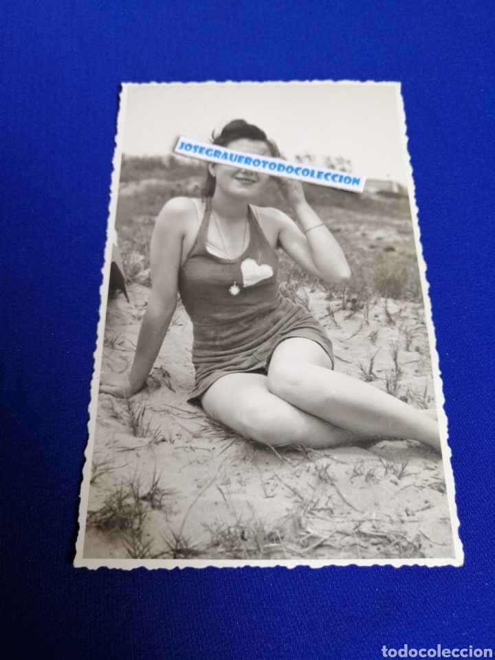 Photographie ancienne: MODELO POSANDO EN BA&Ntilde;ADOR FOTOGRAF&Iacute;A ANTIGUA
