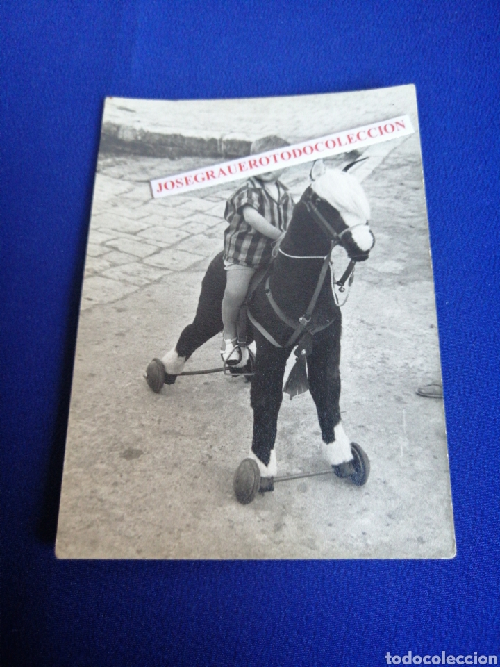 Antique Photography: NI&Ntilde;O CON CABALLO DE JUGUETE FOTOGRAF&Iacute;A ANTIGUA CON SELLO FOT&Oacute;GRAFO