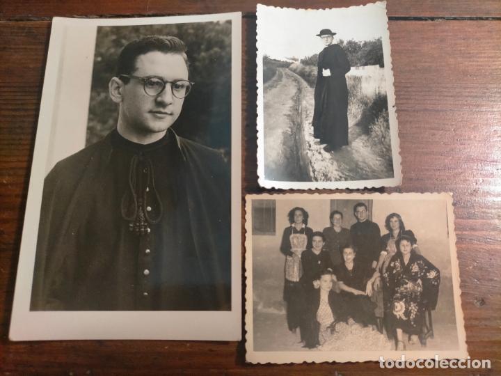 Fotografia antiga: Joven monje o cura vestido de negro 3u troqueladas antigua fotograf&iacute;a postal blanco y negro