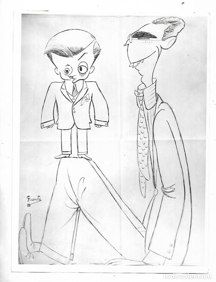 Fotograf&iacute;a antigua: M38- CARICATURA DE JARDIEL PONCELA Y DE SAMA POR RICARDO FUENTE Y FIGURO EL SALON HUMORISTA EN 1.928