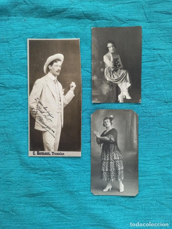 Fotograf&iacute;a antigua: 3 Antiguas fotografias de artistas. Estrella de la Corte. V. Llorens. C. Hermann.