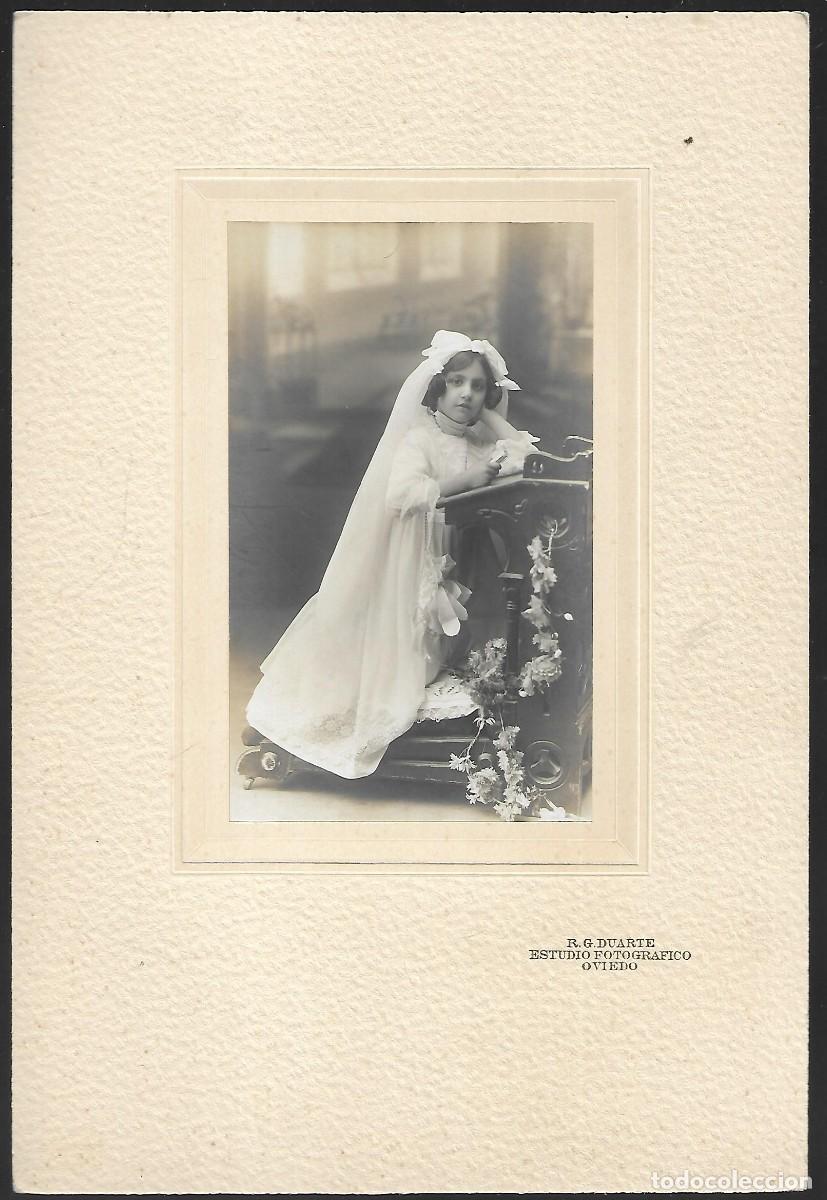 Alte Fotografie: E42- - OVIEDO FOTO DE UNA NI&Ntilde;A DE COMUNION FOTOGRAFO - R.G.DUARTE -OVIEDO -