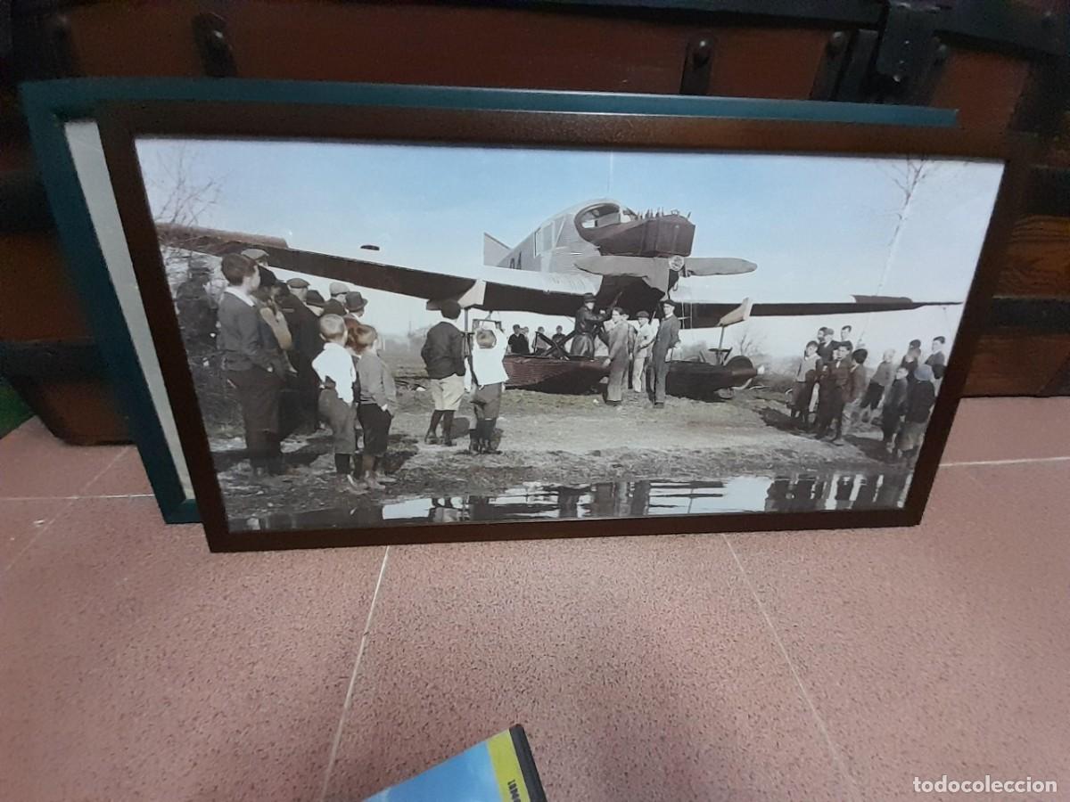 Fotograf&iacute;a antigua: 2 CUADROS CON FOTOS DE AVIONETAS
