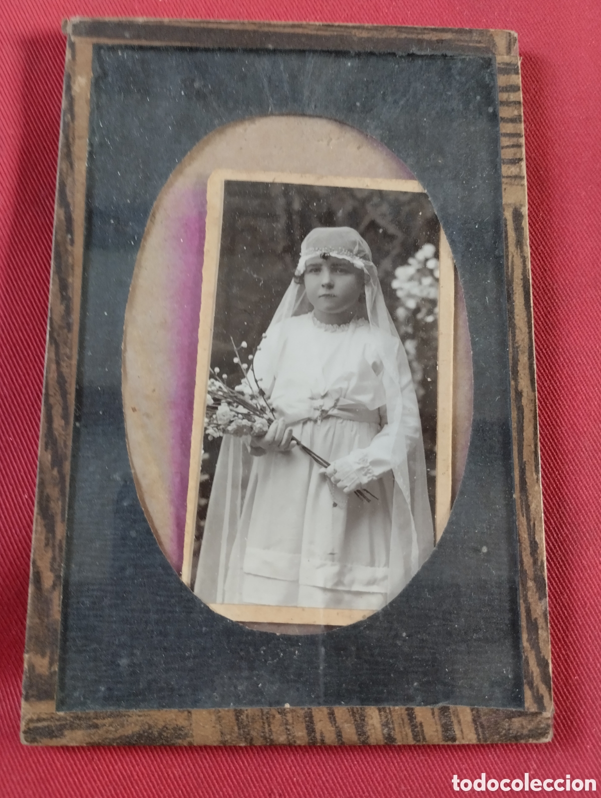 Fotograf&iacute;a antigua: FOTO de ESTUDIO NI&Ntilde;A con MARCO HECHO A MANO