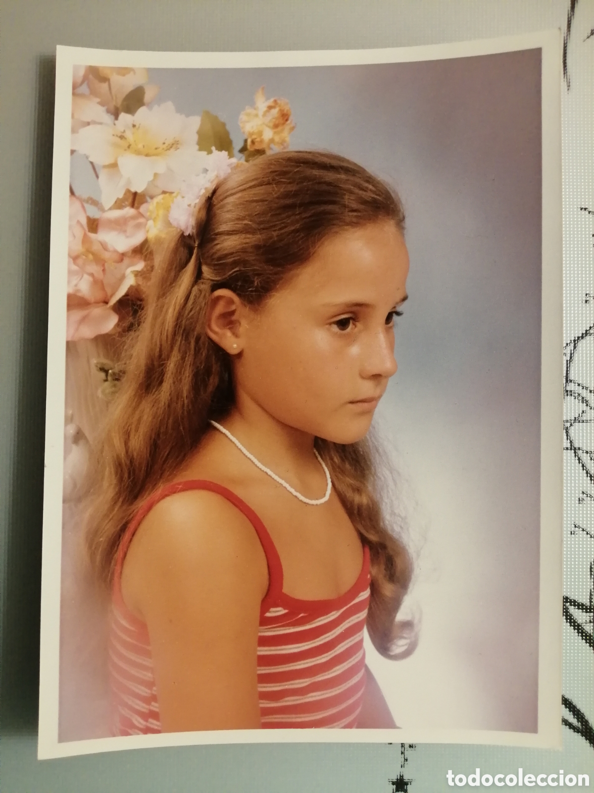 Alte Fotografie: Fotograf&iacute;a Antigua 17,5x12,7 Mate - Ni&ntilde;a posando - Foto KODAK PAPER