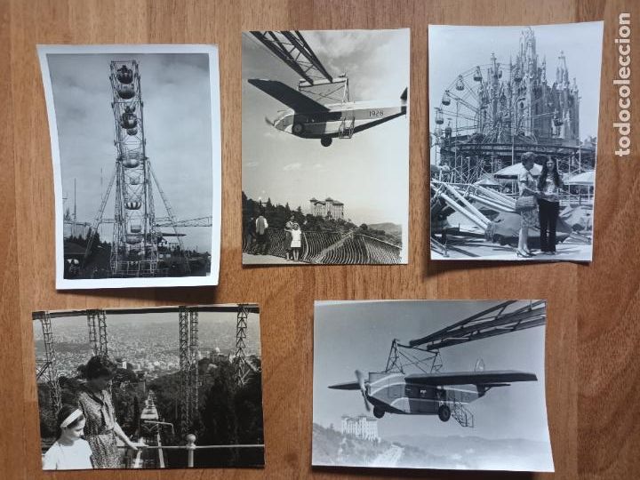 Fotograf&iacute;a antigua: LOTE FOTOGRAFIAS TIBIDABO AVION, NORIA, TREN CREMALLERA FUNICULAR