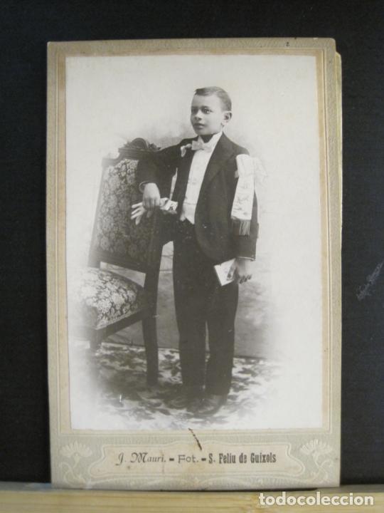Photographie ancienne: NI&Ntilde;O PREPARADO PARA COMUNION-FOTO MAURI SANT FELIU DE GUIXOLS-A. MAURI GIRONA-VER FOTOS-(K-9935)