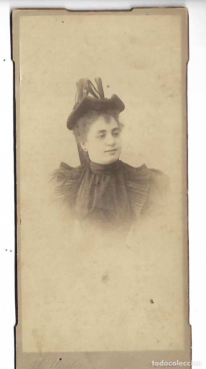 Photographie ancienne: M40 -ANTIGUA FOTOGRAFIA DE - UNA DAMA CON SOMBRERO- FOTO -AUNAL-GERONA - PcP. DEL SIGLO XX