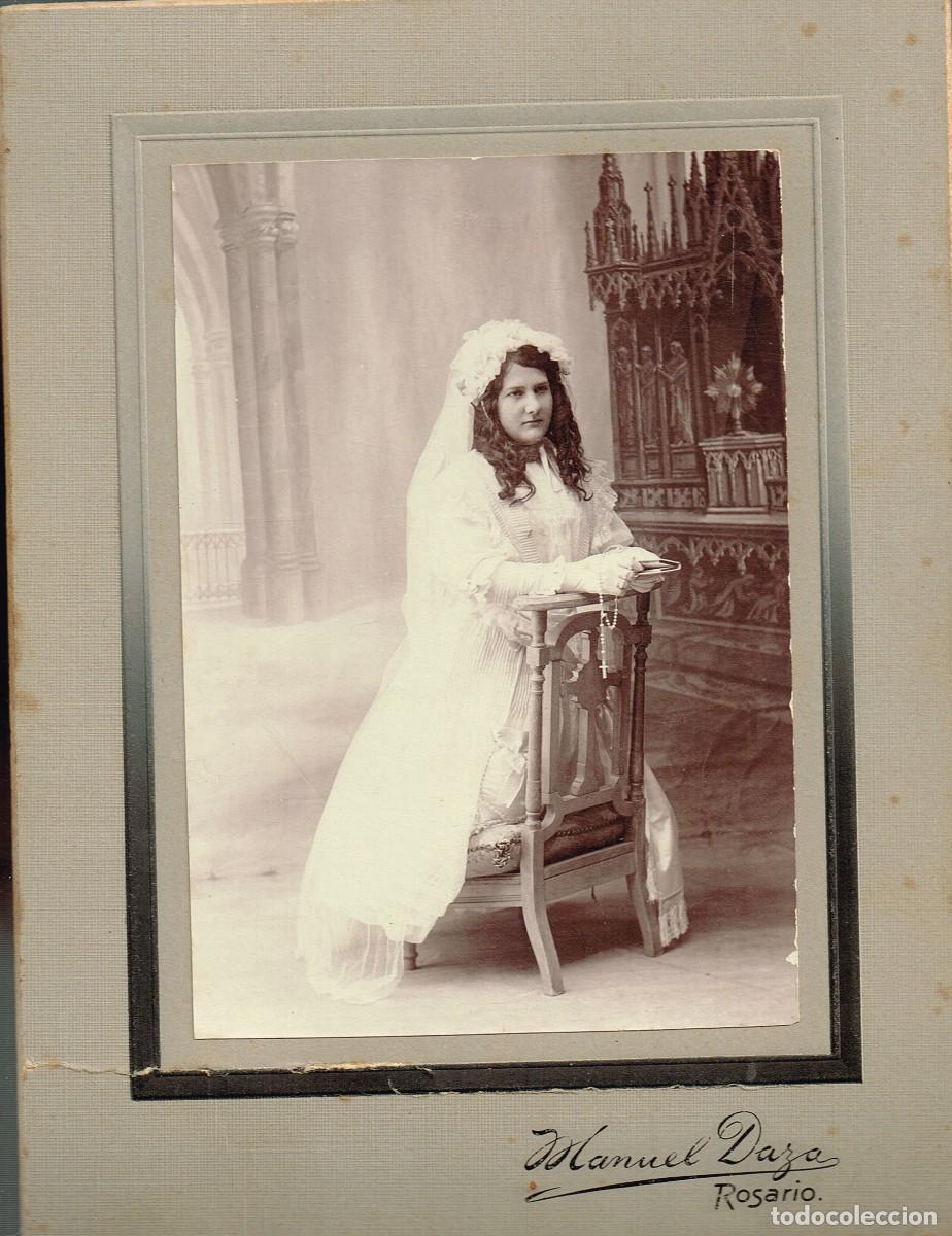Alte Fotografie: FOTO INICIOS XX &rdquo;NI&Ntilde;A PRIMERA COMUNI&Oacute;N&rdquo; MANUEL DAZA - ROSARIO (ARGENTINA)