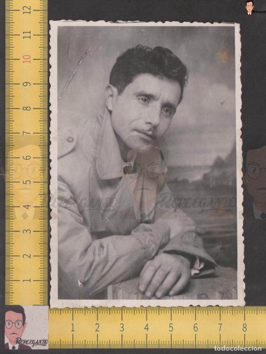 Antique Photography: GUAPO CHICO JOVEN CON GABARDINA POSANDO - GAL&Aacute;N - FOTO ANTIGUA ESTUDIO A&Ntilde;OS 30/40 - ESPA&Ntilde;A LGTB