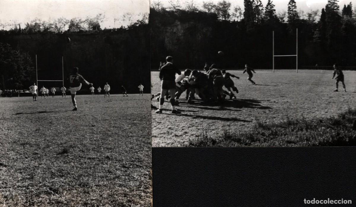 Fotograf&iacute;a antigua: 2 fotos 10x7ctms. jugando a Rugby a&ntilde;o 1957