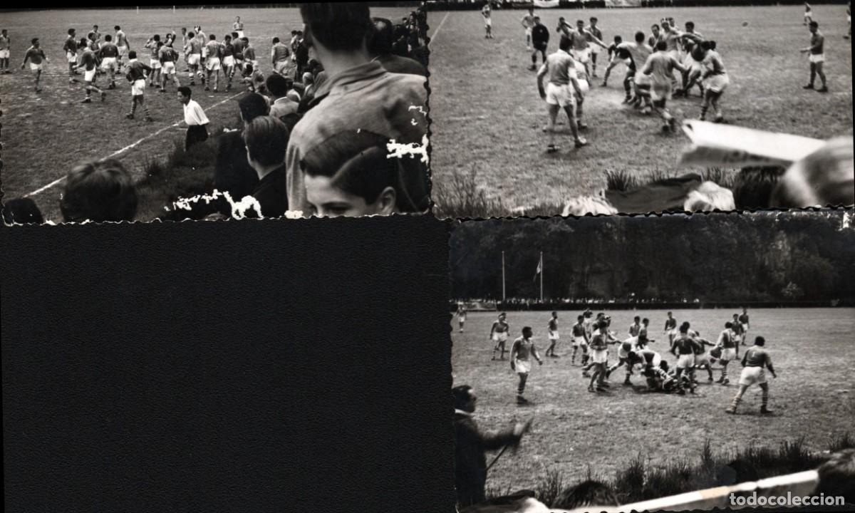 Fotograf&iacute;a antigua: 3 fotos 7x10 ctms. partido de Rugby a&ntilde;o 1957