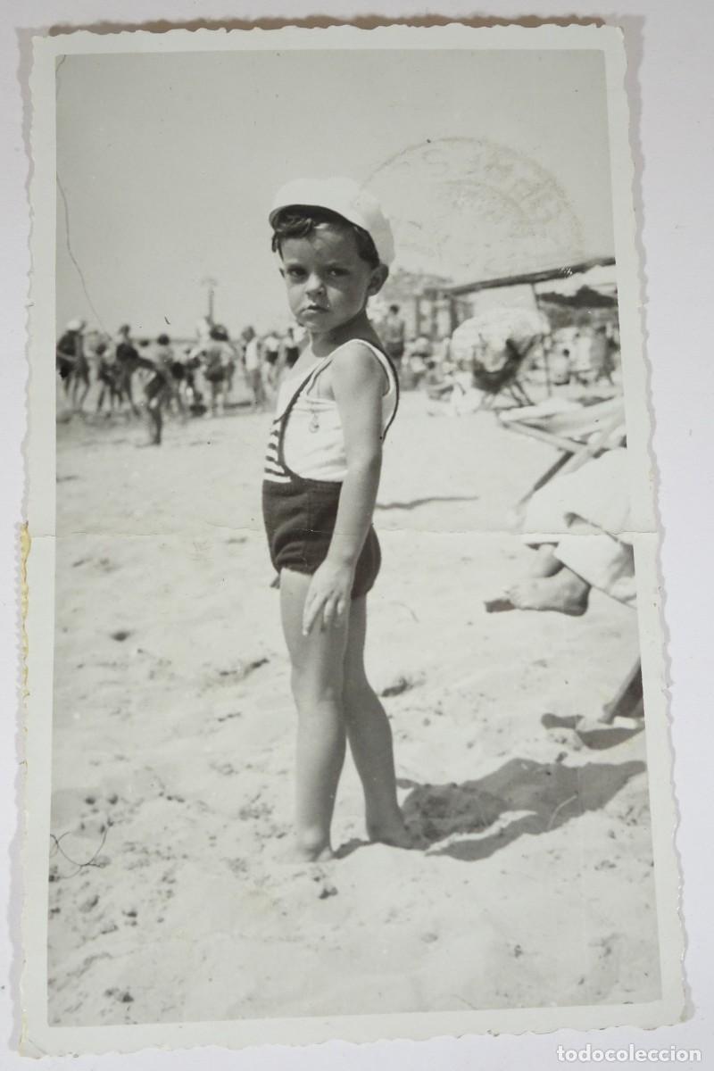 Antique Photography: ANTIGUA TARJETA POSTAL FOTOGR&Aacute;FICA CIRCULADA, NI&Ntilde;O EN LA PLAYA, VER FOTOS