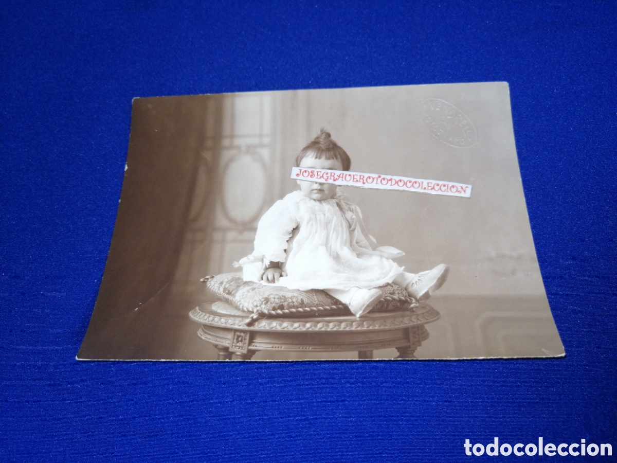 Fotografia antica: NI&Ntilde;A MODELO POSANDO FOTOGRAF&Iacute;A ANTIGUA CON SELLO FOTOGRAFICO