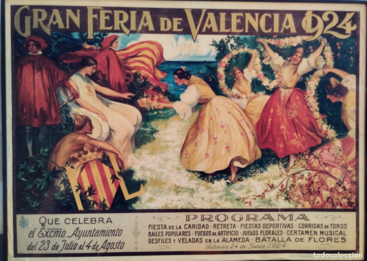 Fotografia antica: Fotograf&iacute;a a color a cartel antiguo de la Gran Feria de Valencia de 1924.