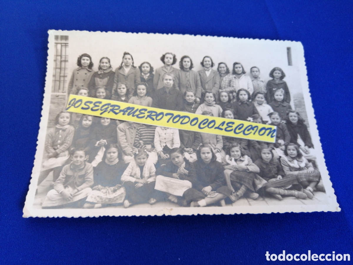 Fotografia antica: COLEGIO NI&Ntilde;OS CON MAESTRA FOTOGRAF&Iacute;A ANTIGUA GRANDE