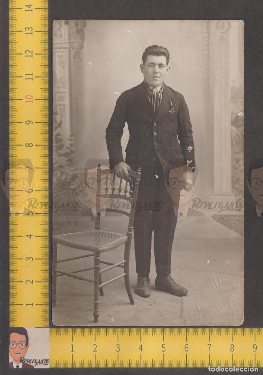 Antique Photography: RETRATO ELEGANTE CHICO JOVEN POSA DE PIE / FOTO POSTAL ANTIGUA ESTUDIO CIRCA 1910 / L. MOREL