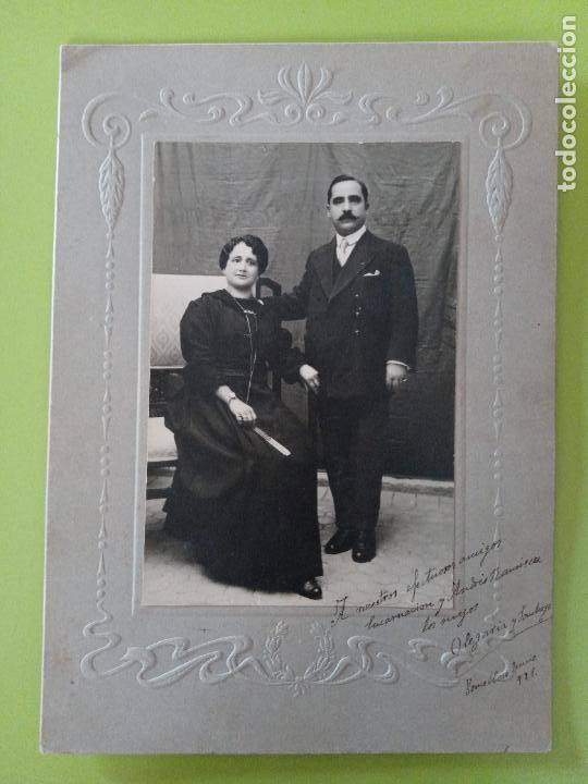 Fotografia antiga: ANTIGUA FOTOGRAF&Iacute;A. MATRIMONIO. DEDICADA EN 1921