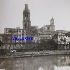 Fotografía antigua: GIRONA, CATEDRAL I SANT FELIX, RIU ONYAR. FOTO PAPEL 24 X 18 CM.