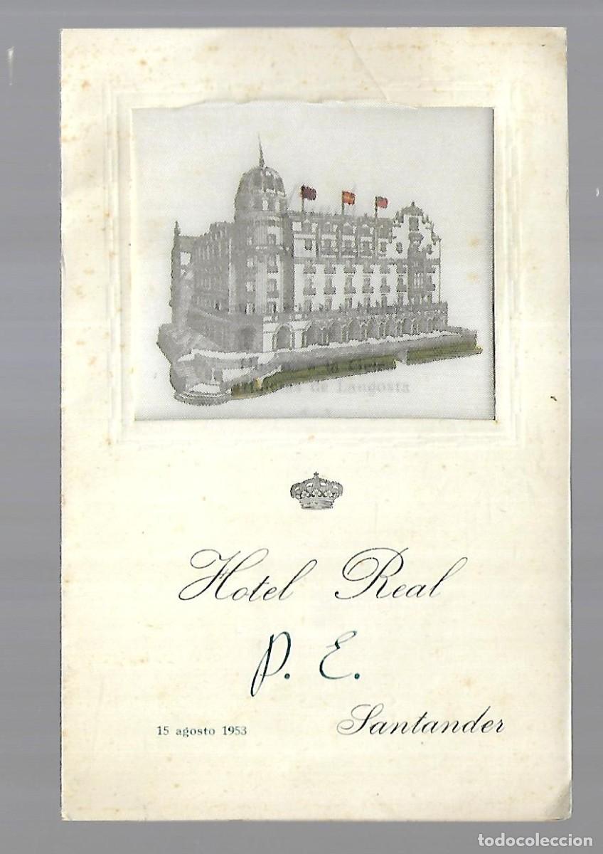 Fotograf&iacute;a antigua: HOTEL REAL DE SANTANDER EL 15 -8 - 1.953 - MENU DE UNA BODA