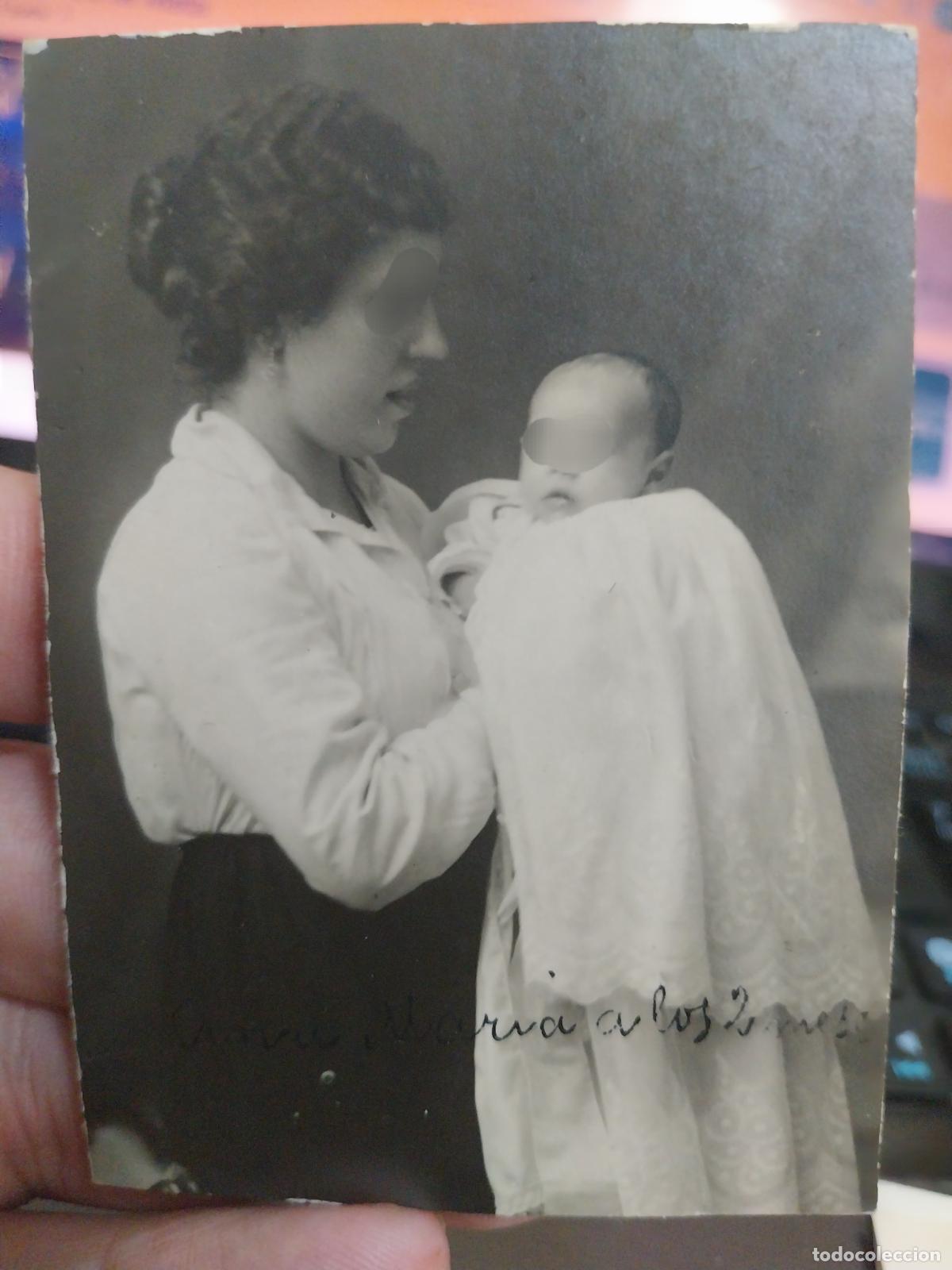 Fotografia antiga: MADRE BEBE 1920 APRX FOTO ESTUDIO DORSO POSTA 9 X 6,2CM ORIGINAL