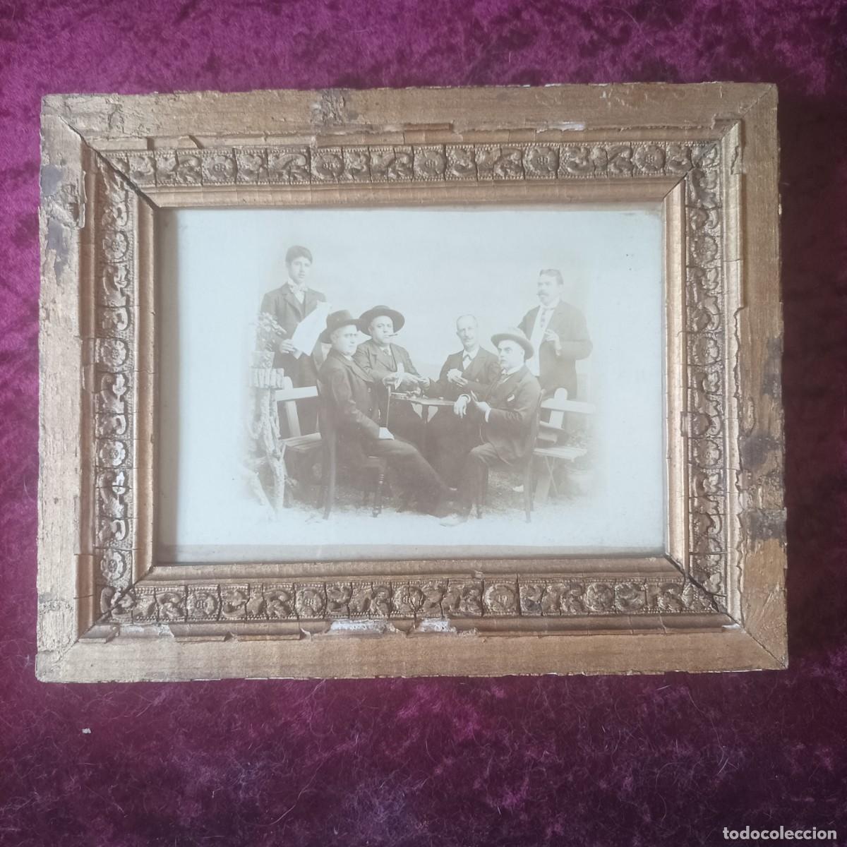 Fotograf&iacute;a antigua: Preciosa fotograf&iacute;a se&ntilde;ores jugando a las cartas.Siglo XIX.