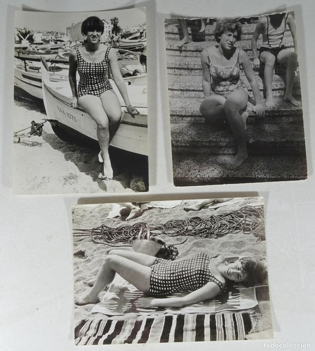 Fotograf&iacute;a antigua: 3 ANTIGUAS FOTOGRAF&Iacute;AS B/N, MUJERES PLAYA, TRAJE DE BA&Ntilde;O , VER FOTOS