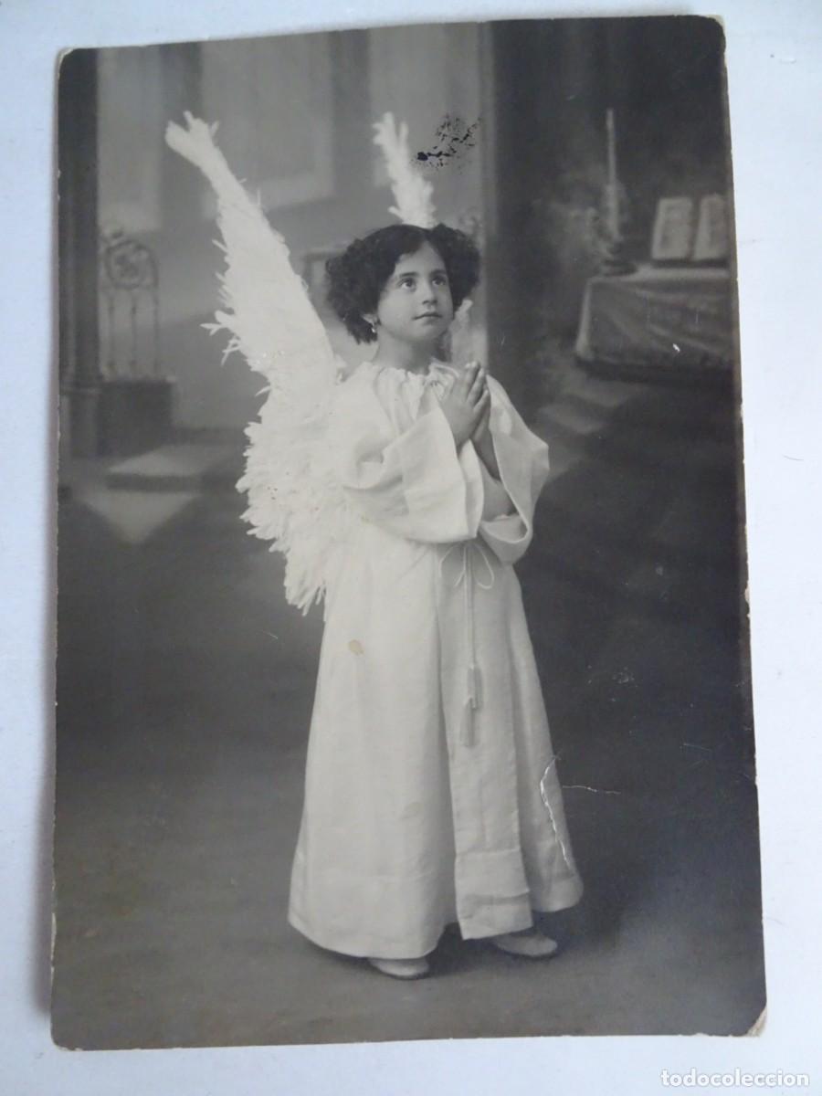Antique Photography: ANTIGUA POSTAL FOTOGR&Aacute;FICA ESTUDIO , NI&Ntilde;A VESTIDA DE ANGEL, VER FOTOS