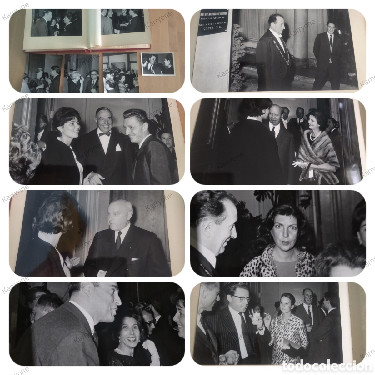 Fotograf&iacute;a antigua: &Aacute;lbum 64 Fotograf&iacute;as Andr&eacute; Morain acto social Mondadori # Alta sociedad intelectuales artistas