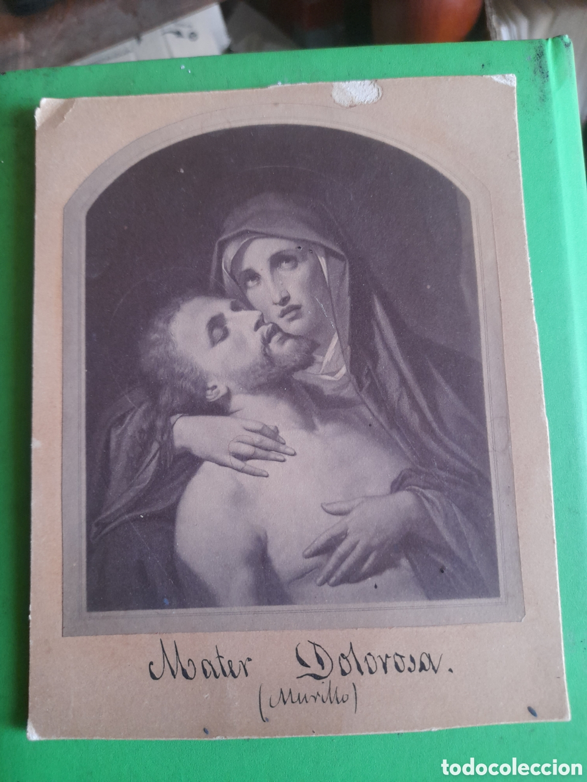 Fotografia antiga: Antigua fotograf&iacute;a, Mater Dolorosa, pegado a cart&oacute;n