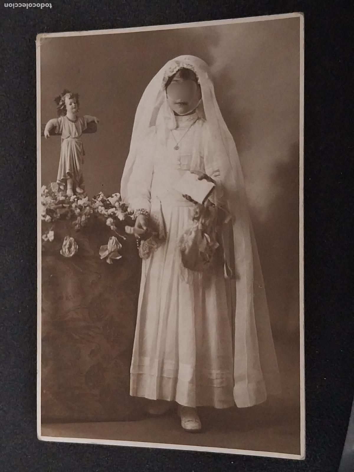Fotograf&iacute;a antigua: NI&Ntilde;A COMUNION NI&Ntilde;O JESUS FOTO POSTAL ESTUDIO J SEGURA ESCRITA