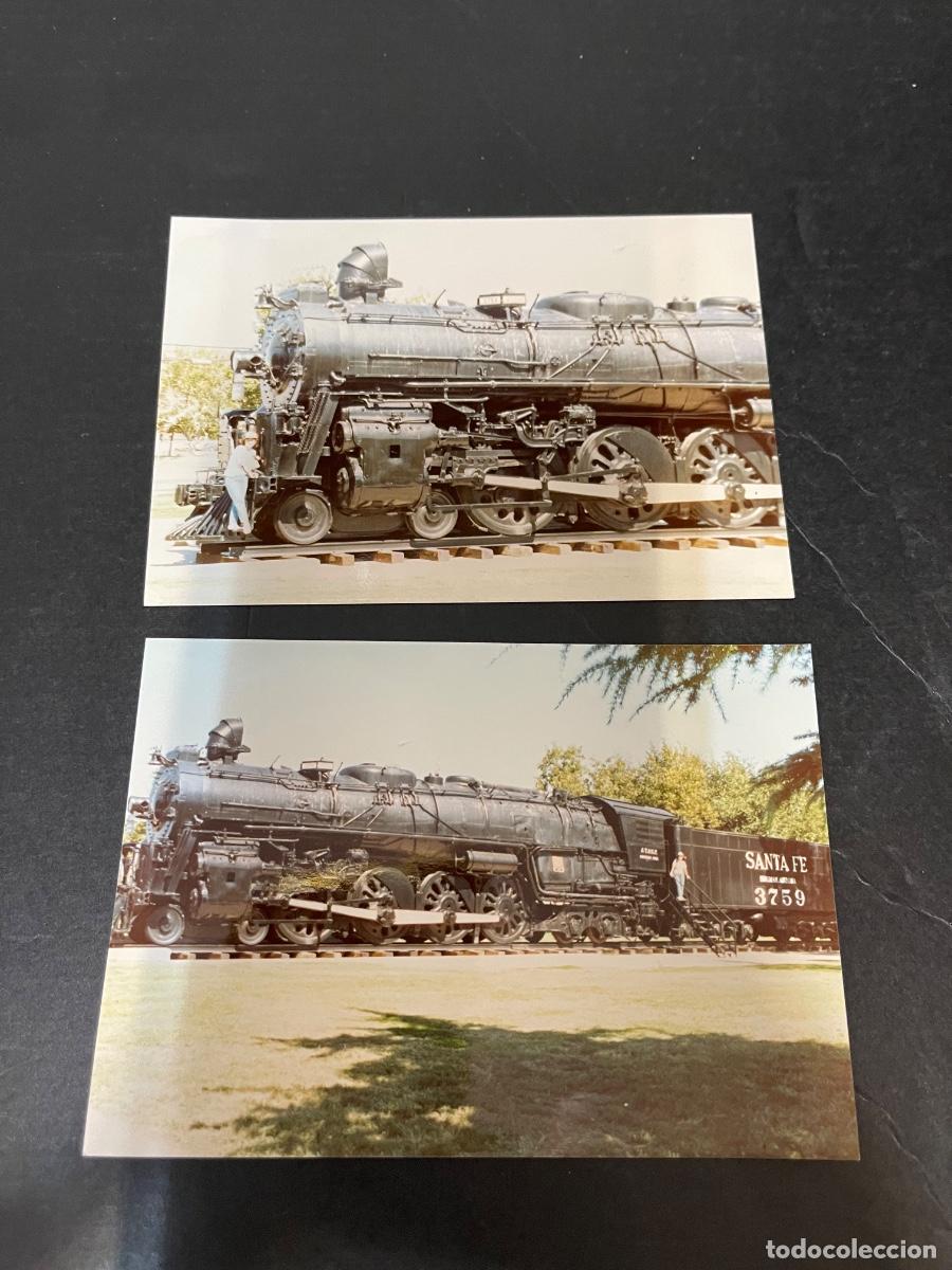 Fotografia antiga: 2 FOTOS LOCOMOTORA SANTA FE 1952 CA&Ntilde;&Oacute;N DEL COLORADO FOTO 1988