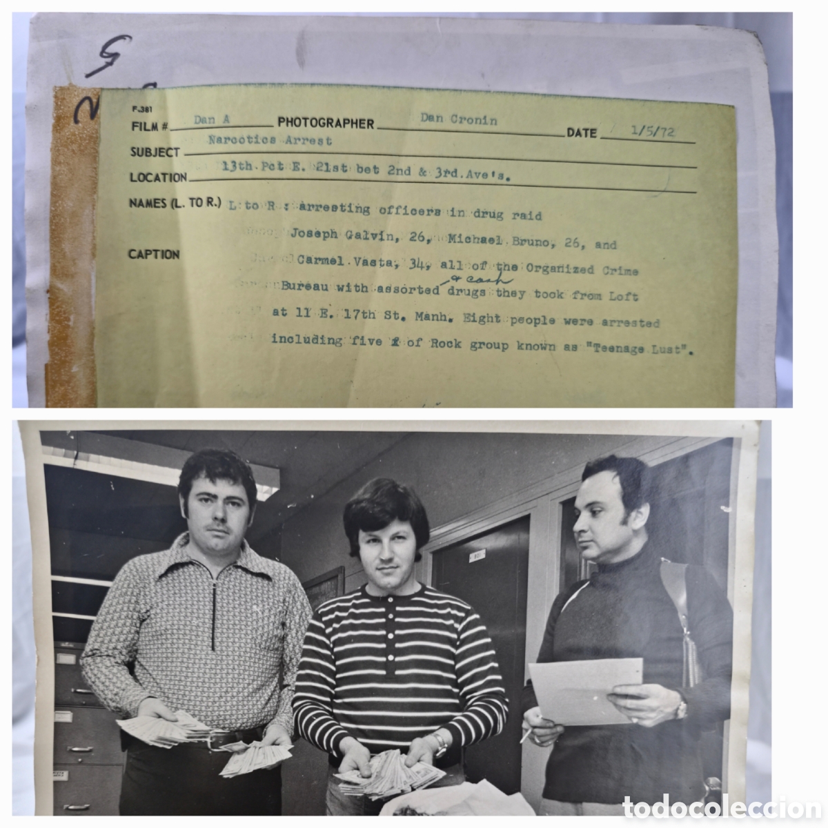 Fotograf&iacute;a antigua: Curiosa Fotograf&iacute;a de requiso por trafico a&ntilde;o 72